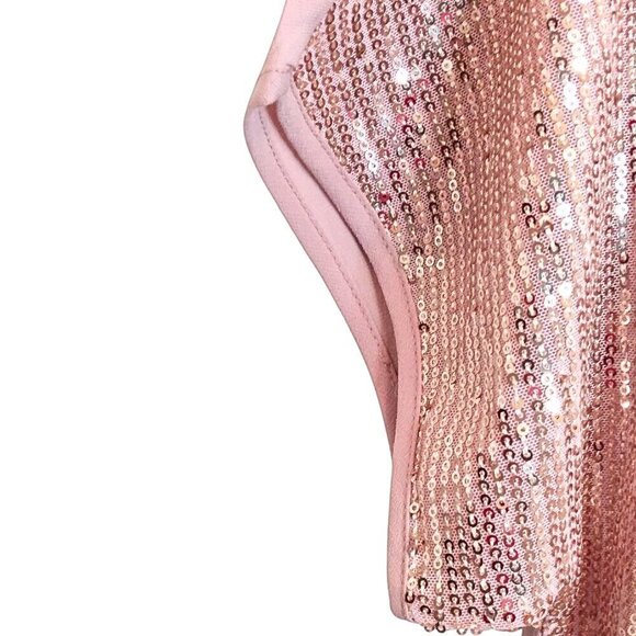 SAVANNA JANE WOMEN'S PINK SEQUIN SHORT SLEEVE TOP - SIZE S - Picture 3 of 5